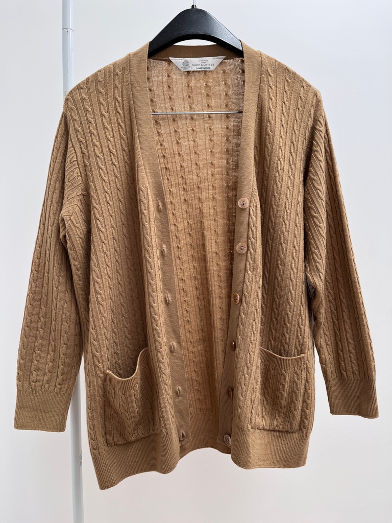 100% Lambswool Cableknit Cardigan 12 Timeless Old Money Marks & Spencer M&S